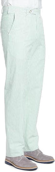 Mens Seersucker Pants - Summer Casual Pinstripe Modern Fit in Color Green