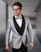 Mens Vested Lace Pattern Tuxedo in Silver