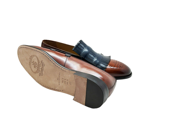 C0001901-5211 Kilt side buckle Loafer-Navy/Brown - Image 3
