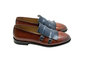 C0001901-5211 Kilt side buckle Loafer-Navy/Brown - Image 2