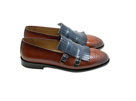 C0001901-5211 Kilt side buckle Loafer-Navy/Brown - Image 2