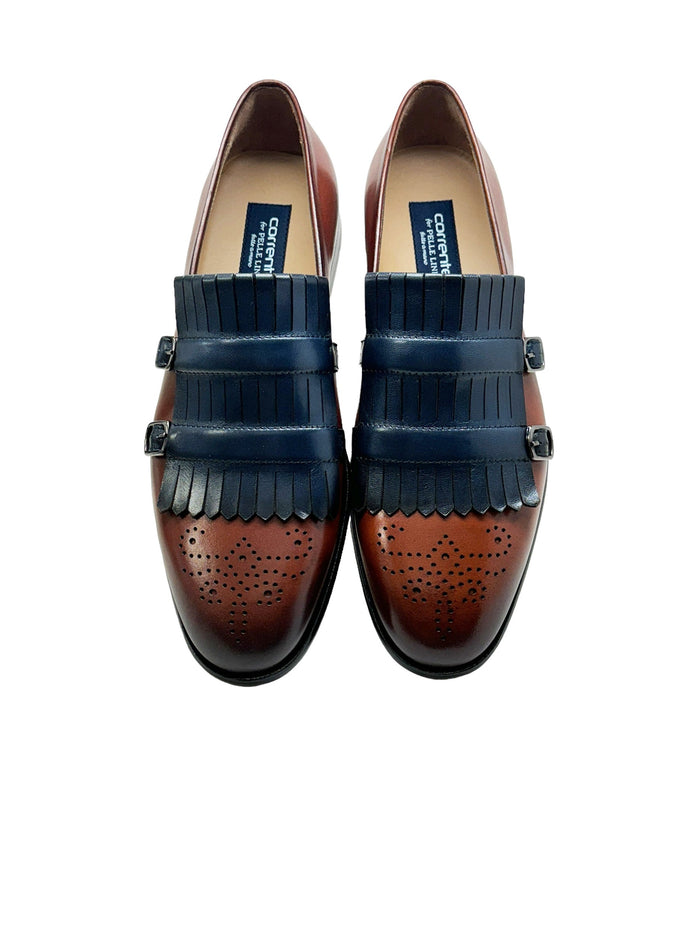 C0001901-5211 Kilt side buckle Loafer-Navy/Brown - Image 4