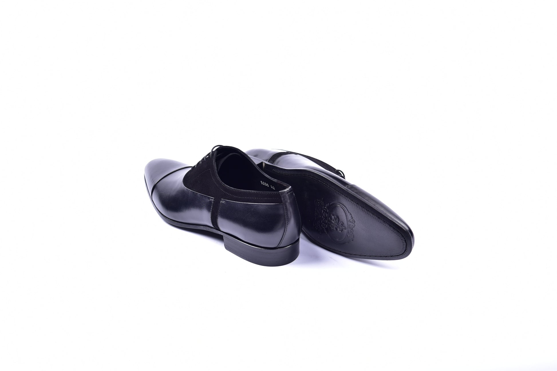 C0014041-5230 Plain toe lace up with suede vamp-Black - Image 3