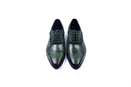 C0014040-5230 Plain toe lace up with suede vamp-Green