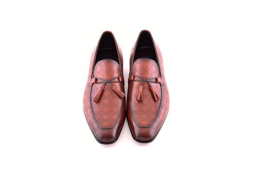 C0001112-5509 Tassel loafer with designed leather-Tan - Image 4