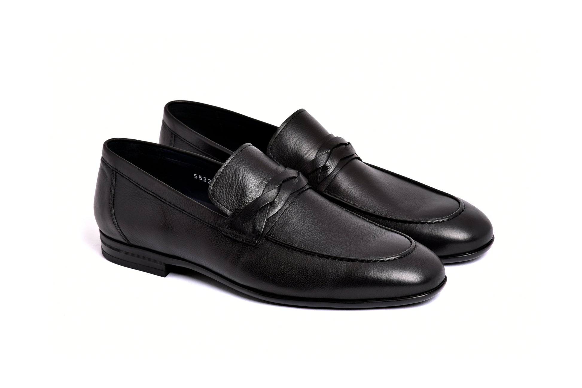 C160-5532 Deer skin Loafer- Black - Image 3