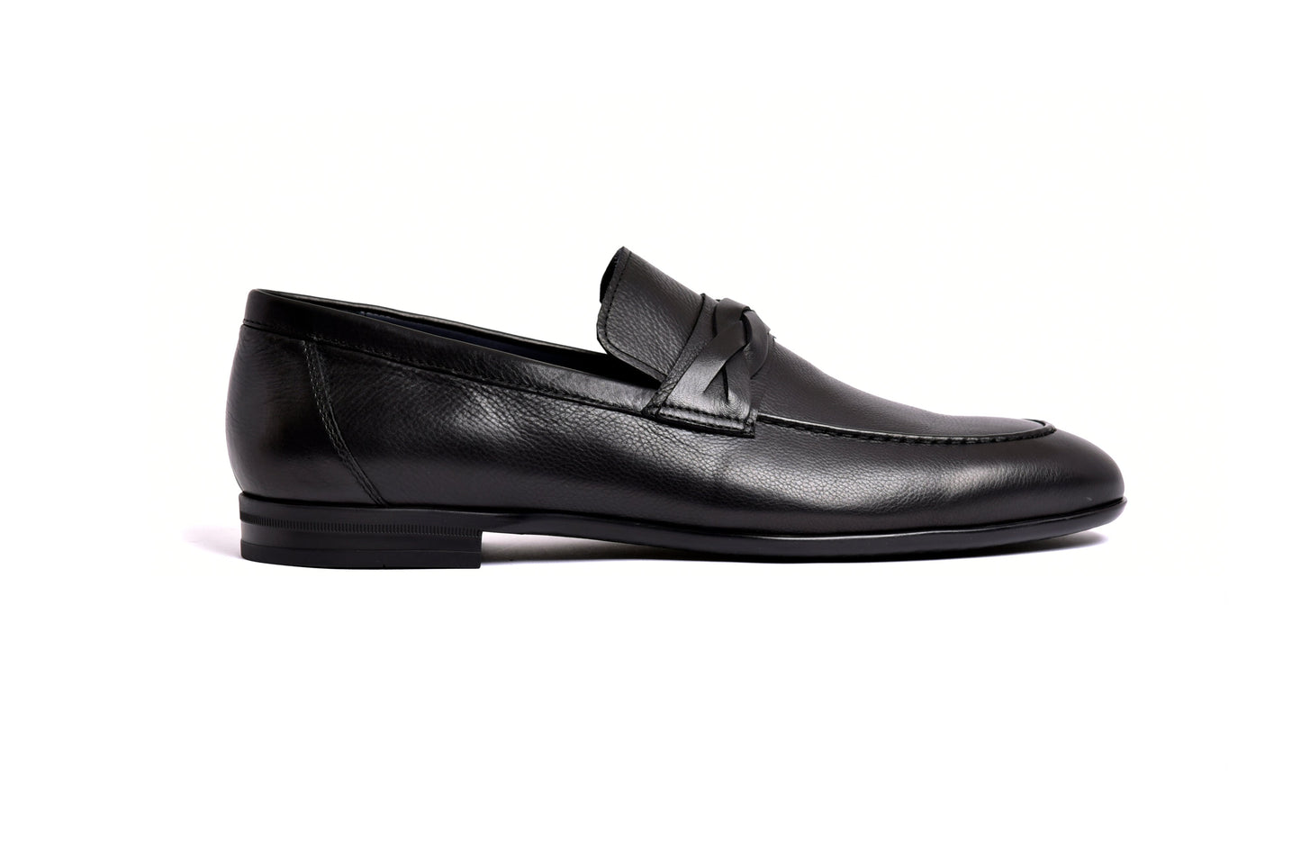 C160-5532 Deer skin Loafer- Black - Image 4