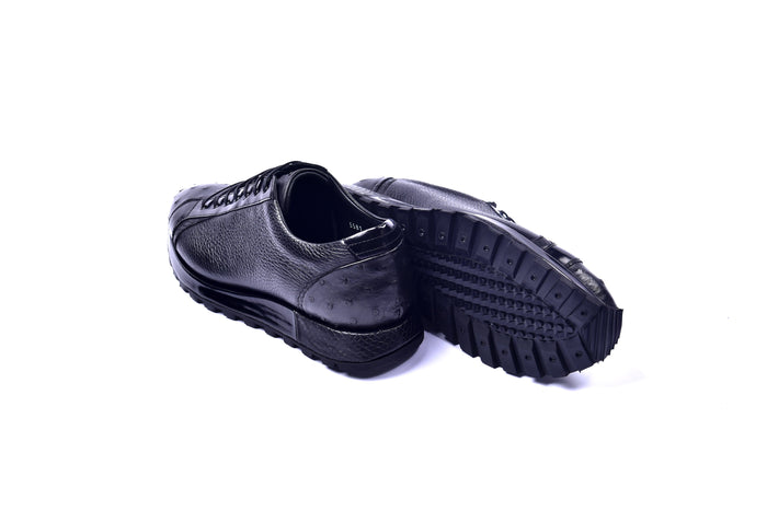 C001304-5581  Genuine Ostrich Fashion Sneaker- Black - Image 4