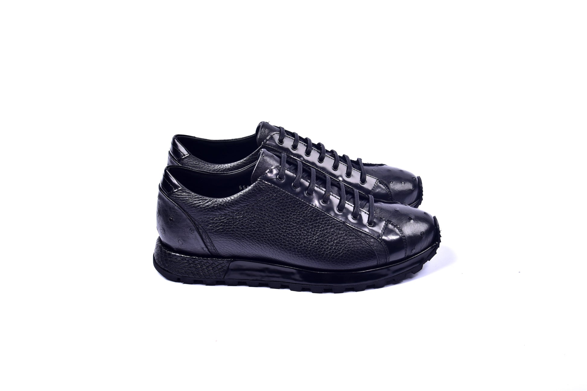 C001304-5581  Genuine Ostrich Fashion Sneaker- Black - Image 2