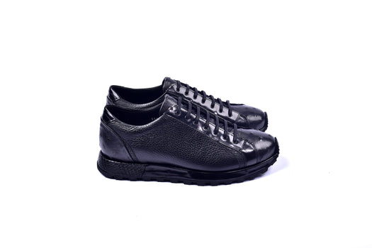 C001304-5581  Genuine Ostrich Fashion Sneaker- Black - Image 2