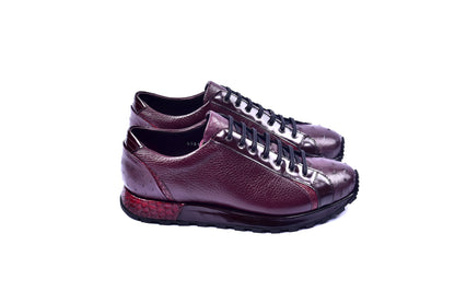 C0013041-5581  Genuine Ostrich Fashion Sneaker-  Burgundy - Image 2