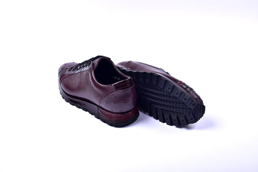 C0013041-5581  Genuine Ostrich Fashion Sneaker-  Burgundy - Image 4
