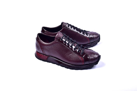 C0013041-5581  Genuine Ostrich Fashion Sneaker-  Burgundy
