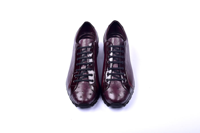 C0013041-5581  Genuine Ostrich Fashion Sneaker-  Burgundy - Image 3