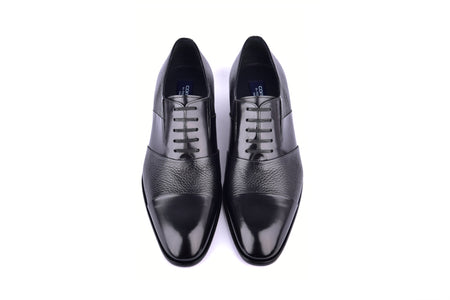 C0141-5691 Cap Toe Tie-less deer skin- Black