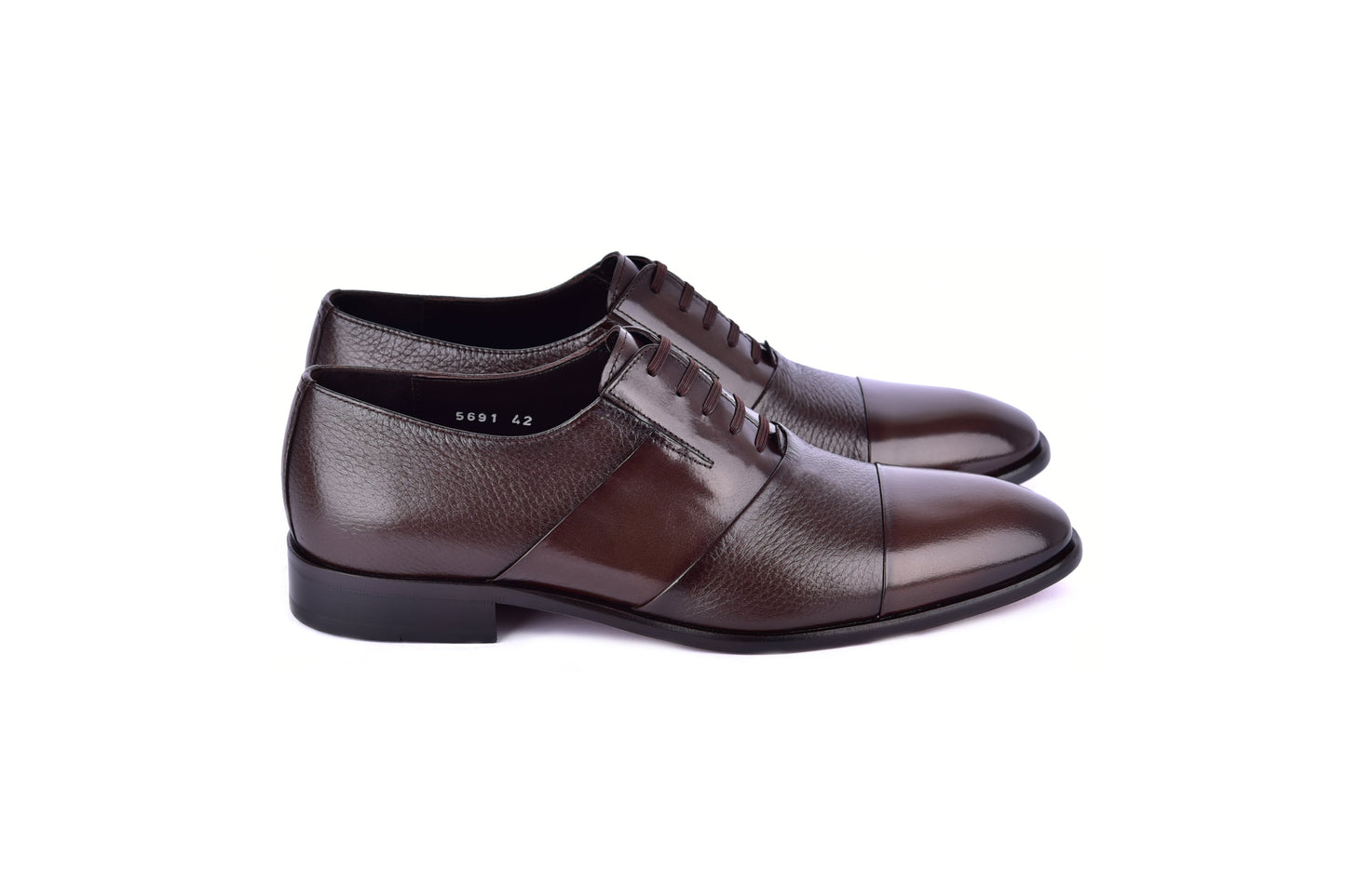 C0144-5691 Cap Toe Tie-less deer skin- Brown - Image 2