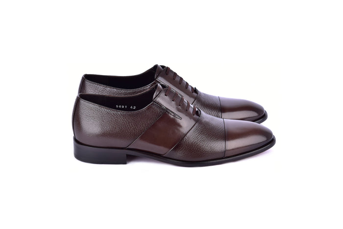 C0144-5691 Cap Toe Tie-less deer skin- Brown - Image 2