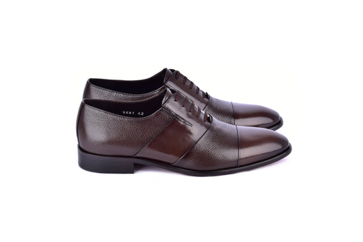 C0144-5691 Cap Toe Tie-less deer skin- Brown - Image 2