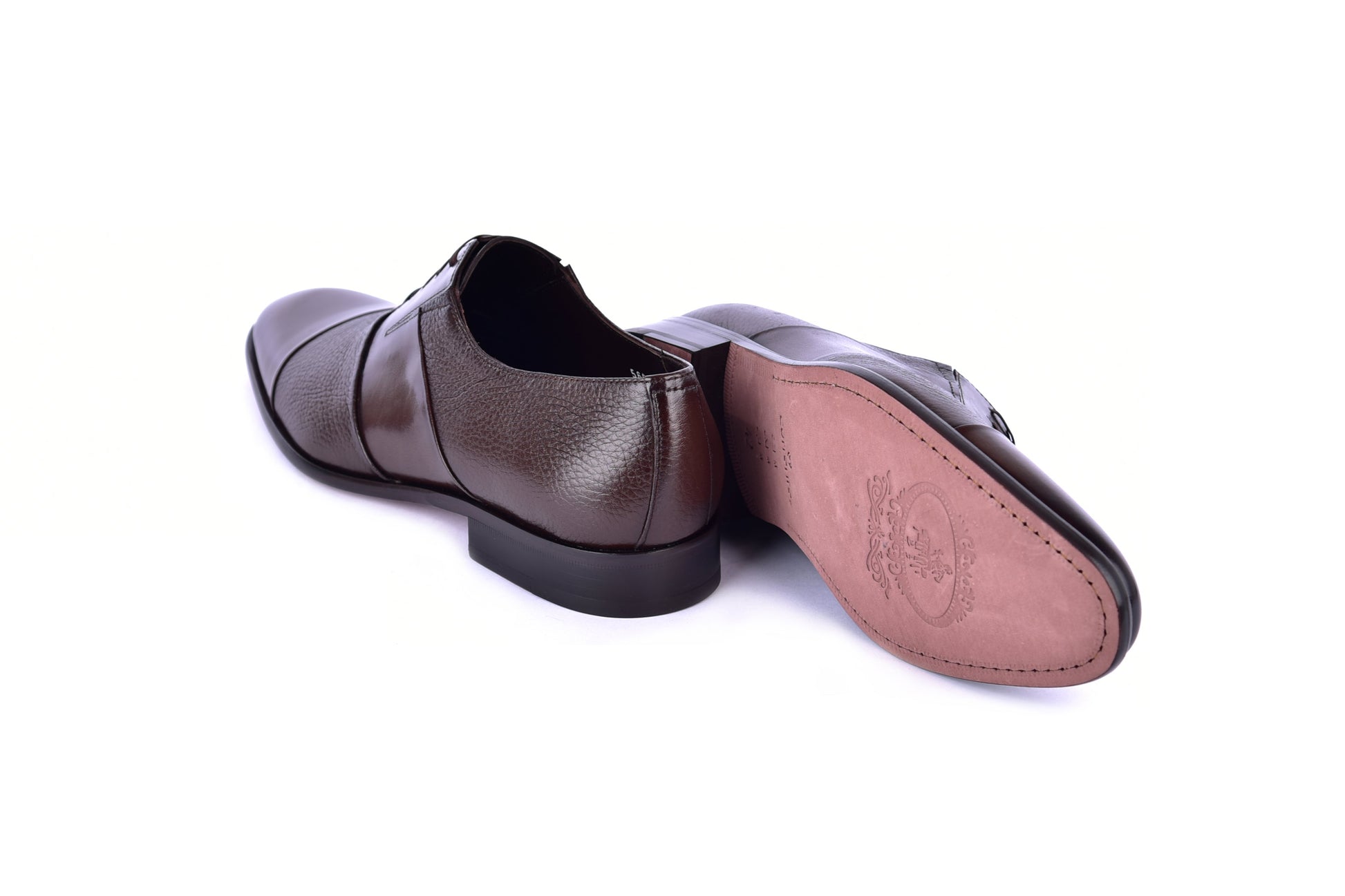 C0144-5691 Cap Toe Tie-less deer skin- Brown - Image 3