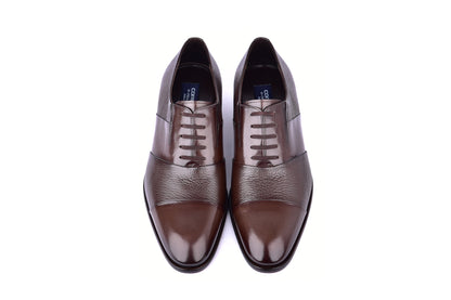 C0144-5691 Cap Toe Tie-less deer skin- Brown - Image 4