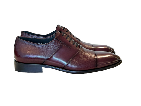 C0142-5691 Cap Toe Tie-less deer skin- Burgundy - Image 2