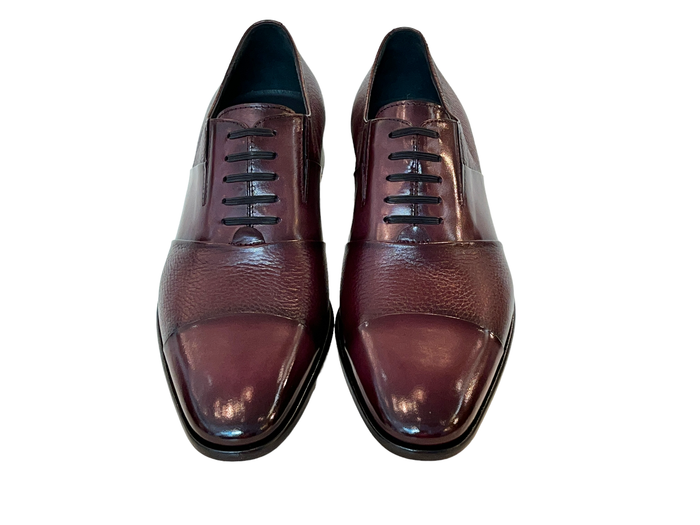 C0142-5691 Cap Toe Tie-less deer skin- Burgundy - Image 4