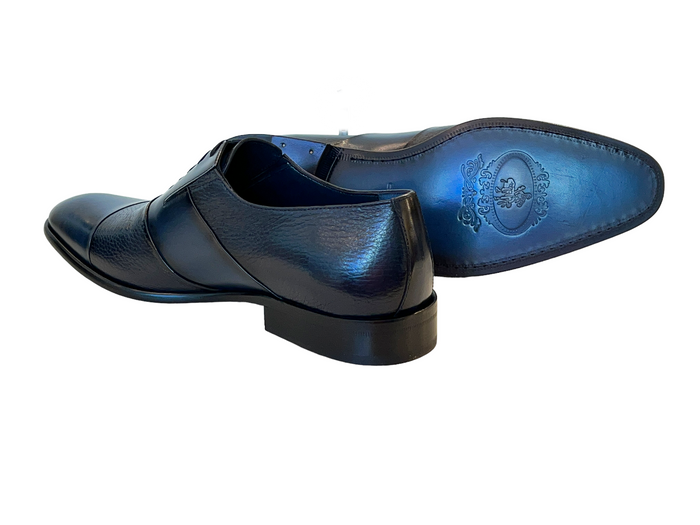 C0143-5691 Cap Toe Tie-less deer skin- Navy - Image 3
