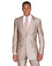 Mens 2 Button Peak Lapel Shiny Sharkskin Suit in Tan