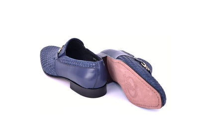 C0223-5776 Buckle hand woven Loafer Navy - Image 3