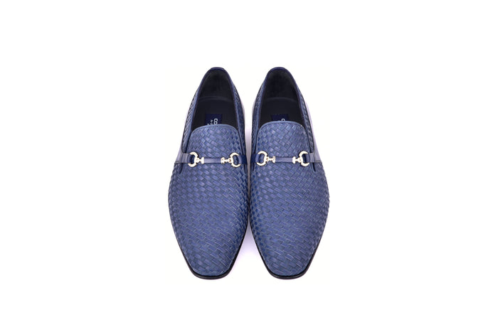 C0223-5776 Buckle hand woven Loafer Navy - Image 4
