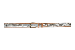 CBelt -5827-Croco Design Leather Belt - Silver - Image 2