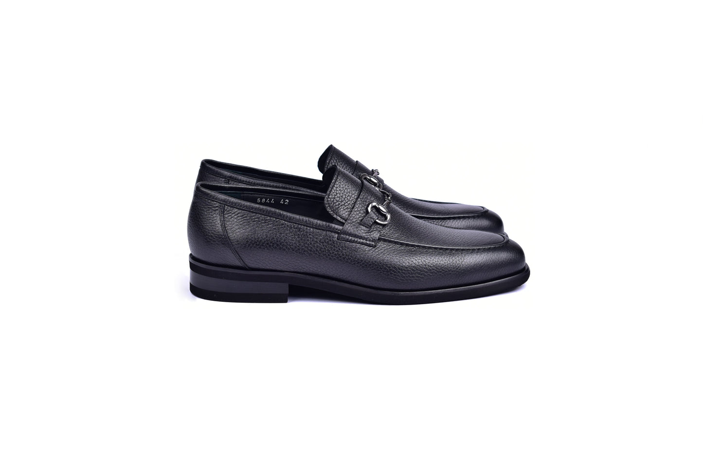 C001103-5844 Deer Skin Buckle Loafer- Black - Image 2