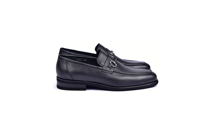 C001103-5844 Deer Skin Buckle Loafer- Black - Image 2