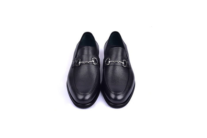 C001103-5844 Deer Skin Buckle Loafer- Black - Image 4