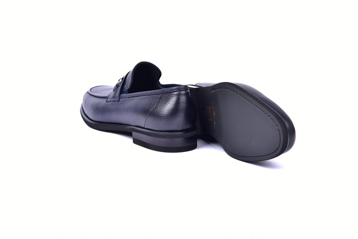 C001104-5844 Deer Skin Buckle Loafer- Navy - Image 3