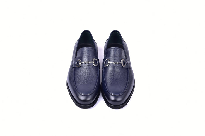 C001104-5844 Deer Skin Buckle Loafer- Navy - Image 4