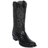 Black Caiman Square Toe Boots