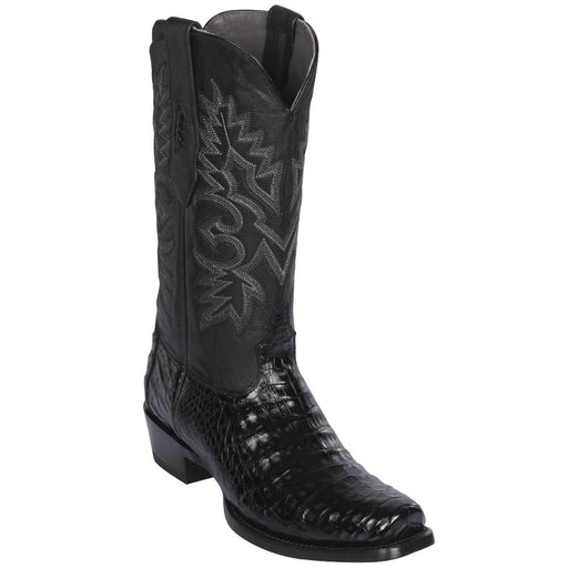 Black Caiman Square Toe Boots