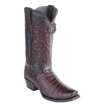 Black Cherry Caiman Cowboy Boots Square Toe