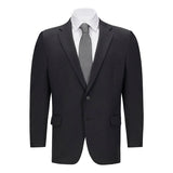 Men's Black Portly Fit Suit Separate Jacket – Classic Wool Blend Formal Blazer