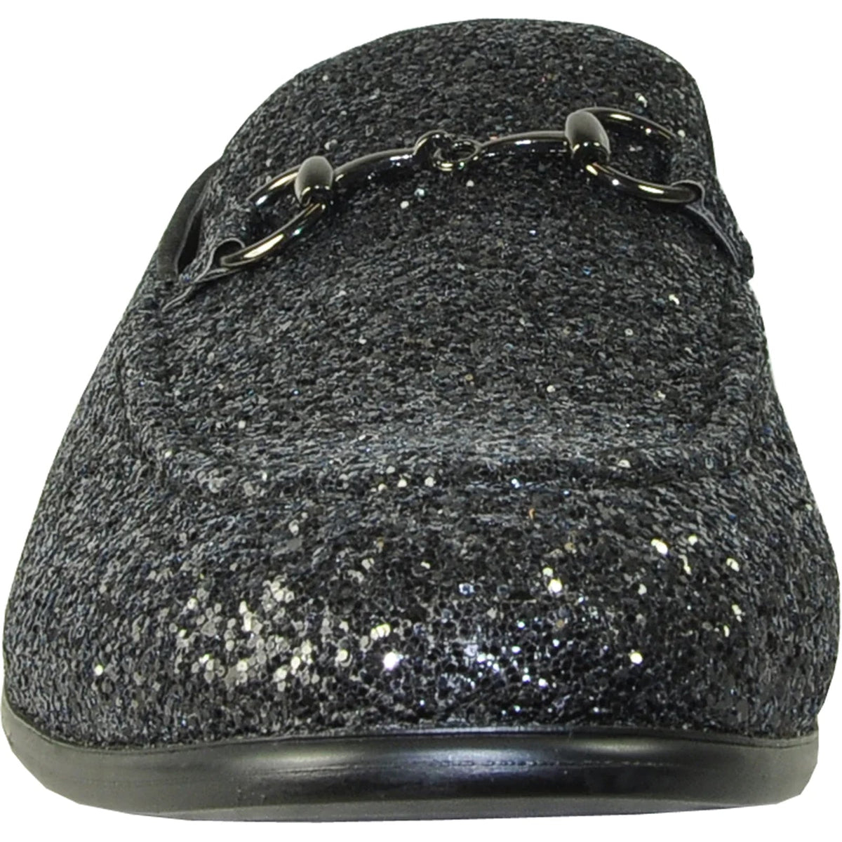 Bravo Mens Modern Glitter Sequin Prom Tuxedo Loafer in Black - Men's Dress Shoes