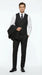 Vitali Mens Black Tone on Tone Shadow Stripe Vested Suit Set – 3 Piece Modern Fit Pinstripe Two Buttons