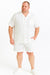 Mens White Seersucker Short Set – Lightweight Summer Outfit with Shirt and Shorts