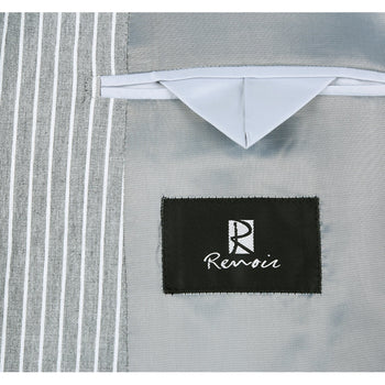611-1 Men's Slim Fit Notch Lapels Gray Stripe Cotton Suits - Image 5