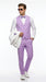 Men’s White and Lavender Tuxedo Wedding Suit with Dinner Jacket, Vest, Pants and Bow Tie