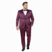 Mens Sateen Shiny Burgundy Slim Fit Tuxedo – Satin Shawl Lapel 3-Piece Suit