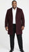 Men’s Burgundy Mid-Length Overcoat – Classic Fit Wool Blend Dress Coat Three Quarter Carcoat Topcoat