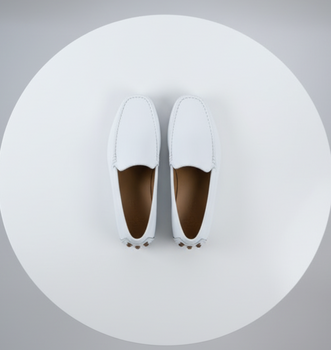Mens Mundo White Leather Loafers – Classic Slip-On Dress Shoes for Casual and Formal Wear