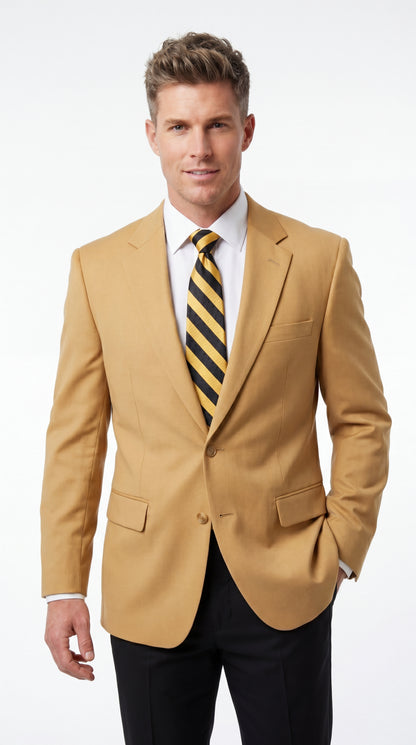 Men’s Camel Blazer, Classic Two Button Business Casual Wedding Summer Sport Coat Jacket in Khaki Bronze Color Modern Fit