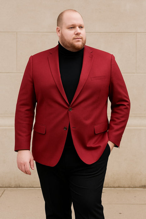 Men’s Burgundy Red - Wine  Two-Button Sport Coat – Stylish Blazer for Business, Parties